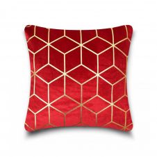 CUSHION COVER METALLIC CUBE 43x43 RED-GOLD