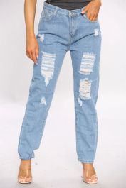 Denim Blue Wash Mom Jeans