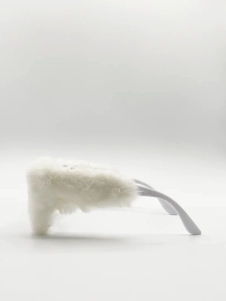 Faux fur novelty sunglasses in white