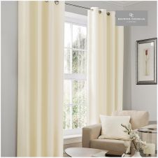 FAUX SILK (EYELET) CURTAINS 66x54 CREAM @