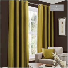 FAUX SILK (EYELET) CURTAINS 66x54 MOSS GREEN @