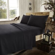 FLANNEL PLAIN FITTED SHEET BLACK (NEW)