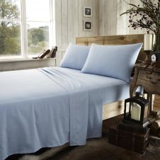 FLANNEL PLAIN SHEET SET BLUE