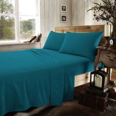 FLANNEL PLAIN SHEET SET TEAL