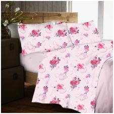 FLANNEL SHEET SET NANCY PINK