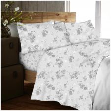 FLANNEL SHEET SET TRADITIONAL DISTY FLORAL GREY