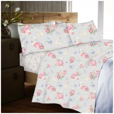 FLANNEL SHEET SET TRADITIONAL DISTY FLORAL PINK