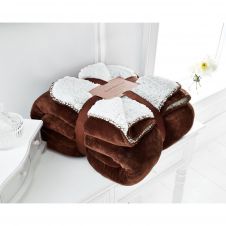 FLANNEL SHERPA THROW COFFEE