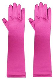 Wickedfun Fushia Long Satin Gloves