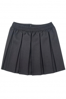 Girls Black Elastic Waist Pleated School Uniform Skirt