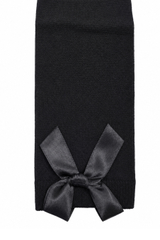 Girls Black Knee High Socks with Black Bow