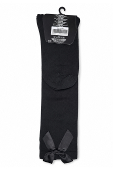 Girls Black Knee High Socks with Black Bow