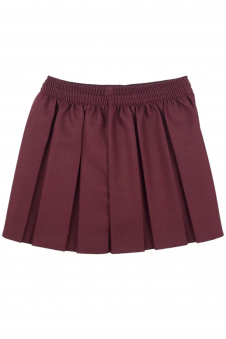 Girls Burgundy Elastic Waist Pleated School Uniform Skirt