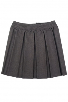 Girls Grey Elastic Waist Pleated School Uniform Skirt