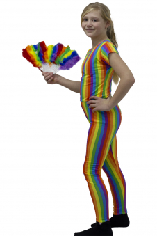 Wickedfun Girls Microfibre Rainbow Stripes Full Length Comfortable Leggings