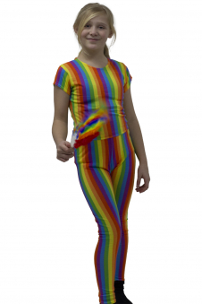 Wickedfun Girls Microfibre Rainbow Stripes Full Length Comfortable Leggings