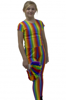Wickedfun Girls Microfibre Rainbow Stripes Full Length Comfortable Leggings