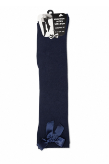 Girls Navy Knee High Socks with Navy Bow