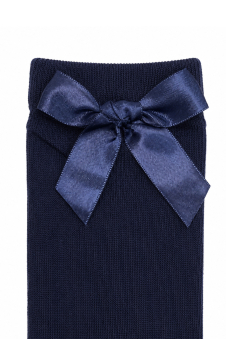 Girls Navy Knee High Socks with Navy Bow