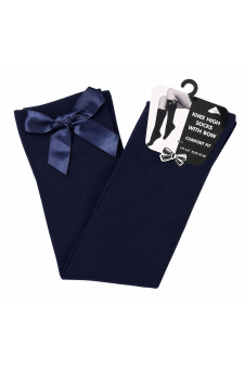 Girls Navy Knee High Socks with Navy Bow