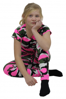 Crazy Chick Girls Pink and Green Camouflage Army Leggings