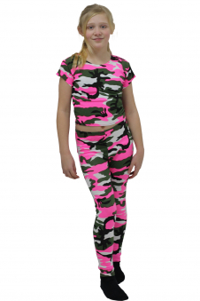Crazy Chick Girls Pink and Green Camouflage Army Leggings