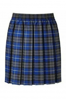 Girls Royal Blue Tartan Elastic Waist Pleated School Uniform Skirt