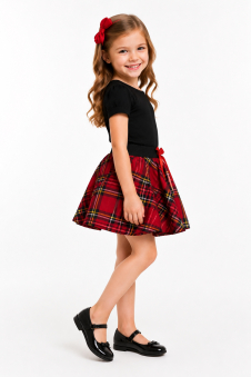 Crazy Chick Girls Tartan Skirt Red