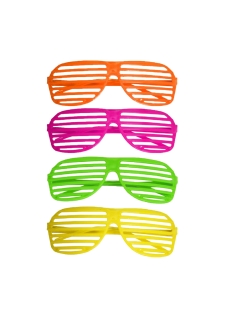 Wickedfun Adult Shutter Glasses Neon 4 Assorted Colours (Pack of 12)