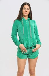 Green Velour Shorts Co-Ord Set