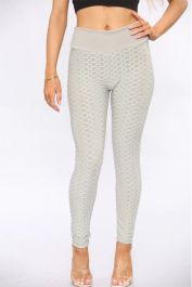 Grey Knotted Waffle Sports Leggings