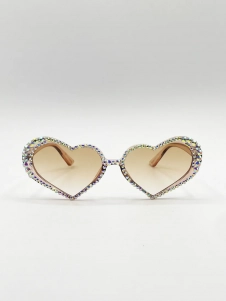 Heart Sunglasses with Gem Detail in Champagne
