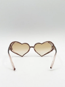 Heart Sunglasses with Gem Detail in Champagne