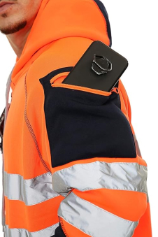 Hi Vis Pullover Safety Hoodie with Reflective Tape – Work Fleece, Zip Pockets, S-3XL