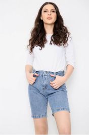 High Waisted Ladies Blue Shorts