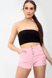 High Waisted Ladies Pink Shorts