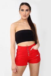 High Waisted Ladies Red Shorts