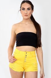 High Waisted Ladies Yellow Shorts