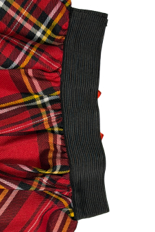 Crazy Chick Red Black Yellow Tartan Skirt with Red Bow (9 Inches)