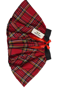 Crazy Chick Red Black Yellow Tartan Skirt with Red Bow (9 Inches)