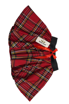 Crazy Chick Red Black Yellow Tartan Skirt with Red Bow (9 Inches)
