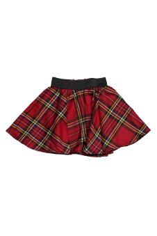 Crazy Chick Red Black Yellow Tartan Skirt with Red Bow (9 Inches)