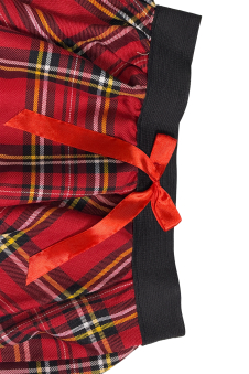 Crazy Chick Red Black Yellow Tartan Skirt with Red Bow (9 Inches)