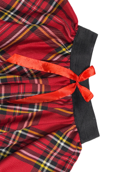 Crazy Chick Red Black Yellow Tartan Skirt with Red Bow (9 Inches)