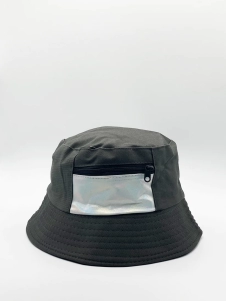 Khaki Bucket Hat with Iridescent Pocket Detail