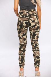 Khaki Camo Print Cargo Pants