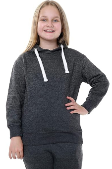 Kids Contrast Fleece Tracksuit Plain Charcoal Set-Ages 7-13