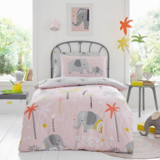 Kids Duvet Set Elephant Friends Blush Pink