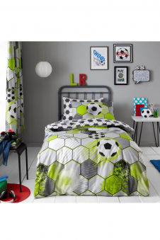 Kids Duvet Set Football Stamp Grey