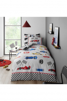 Kids Duvet Set Racing Cars Grey